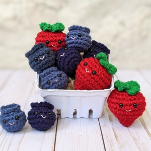 CROCHET PATTERN: Strawberry and Blueberry Amigurumi Play Food, Easy Downloadable Beginner Crochet Pattern, Breakfast Kawaii Food