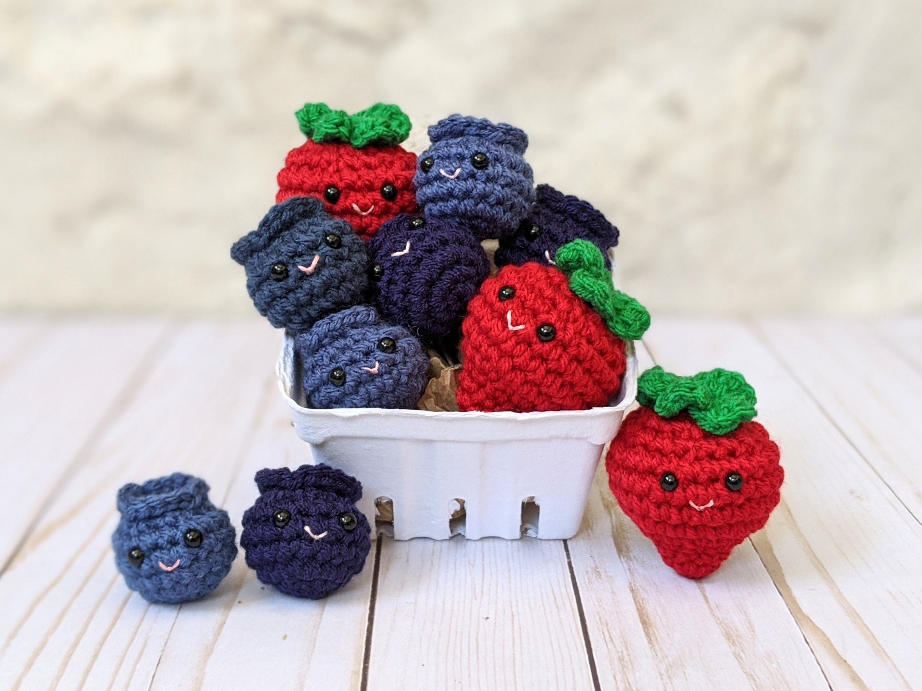 Blueberry Pillow, Crochet Plush, Amigurumi Fruit, Finished Project