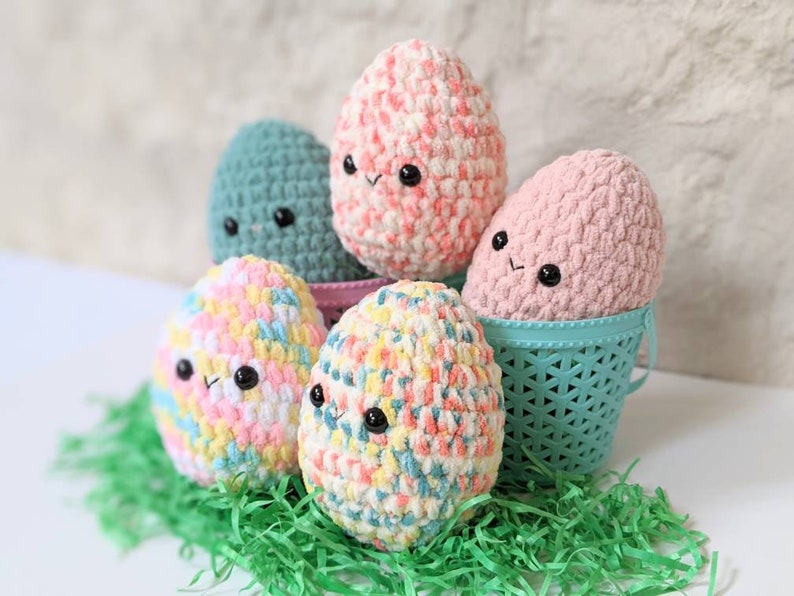 CROCHET PATTERN: Jumbo Easter Eggs, Beginner Amigurumi Easter Basket Eggs, Downloadable PDF Pattern image 5