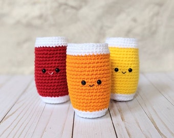 CROCHET PATTERN: Juice Glass Play Food, OJ Amigurumi Breakfast Drink, Easy Downloadable Beginner Crochet Pattern
