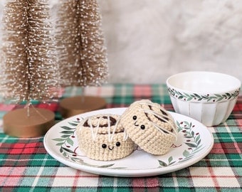 CROCHET PATTERN: Cinnamon Roll Play Food, Christmas Morning Amigurumi Downloadable PDF Pattern, Cute Kawaii Toy Food