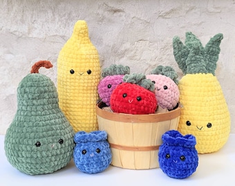 CROCHET PATTERN: Jumbo Fruit Amigurumi Pillows, Crochet Home Decor, Easy Downloadable Beginner Crochet Pattern, Breakfast Kawaii Food