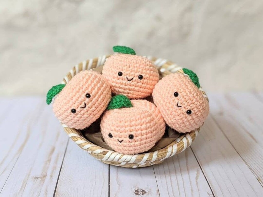 CROCHET PATTERN Peach Play Food, Easy Amigurumi Downloadable Beginner
