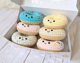 CROCHET PATTERN: Donuts Play Food Plush, Amigurumi Downloadable PDF Pattern, Breakfast Amigurumi Kawaii Toy Food