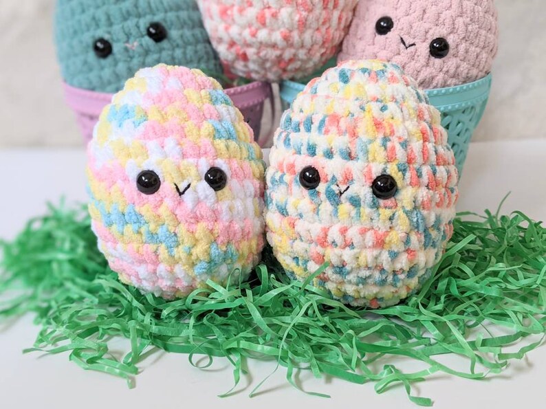 CROCHET PATTERN: Jumbo Easter Eggs, Beginner Amigurumi Easter Basket Eggs, Downloadable PDF Pattern image 7