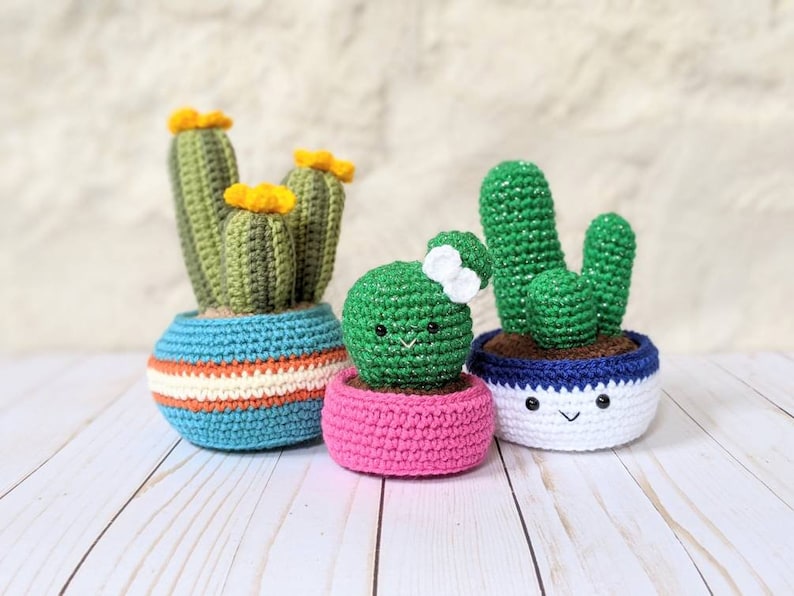 Amigurumi Downloadable Patterns CROCHET PATTERN PACK: Cozy Fall Cactus Cactus Trio Ball Cactus Home Office Decor