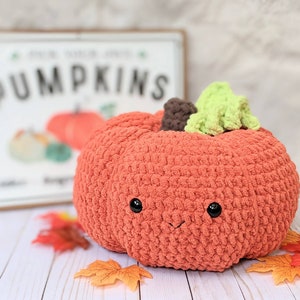 CROCHET PATTERN: Pumpkin Pillow, Fall Amigurumi PDF Pattern Download, Crochet Food, Cozy Fall Decor, Jumbo Pumpkin Pattern