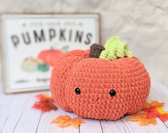 CROCHET PATTERN: Pumpkin Pillow, Fall Amigurumi PDF Pattern Download, Crochet Food, Cozy Fall Decor, Jumbo Pumpkin Pattern