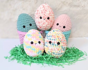 CROCHET PATTERN: Jumbo Easter Eggs, Beginner Amigurumi Easter Basket Eggs, Downloadable PDF Pattern