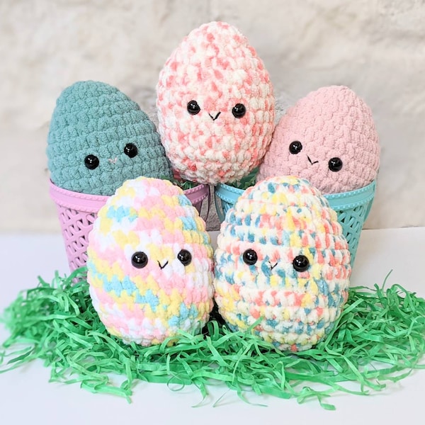 CROCHET PATTERN: Jumbo Easter Eggs, Beginner Amigurumi Easter Basket Eggs, Downloadable PDF Pattern