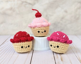 CROCHET PATTERN: Cupcakes Play Food, Easy Amigurumi Downloadable Beginner Crochet Pattern, Cute Kawaii PDF Download