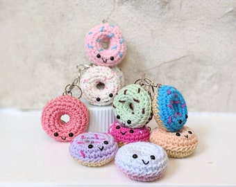 CROCHET PATTERN: Donut Keychain, Amigurumi Downloadable Beginner Crochet Pattern, PDF Download for Play Food