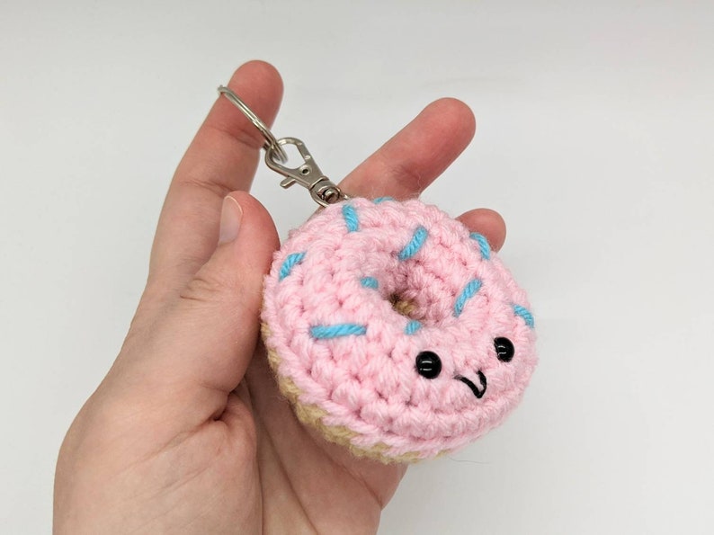 CROCHET PATTERN: Donut Keychain, Amigurumi Downloadable Beginner Crochet Pattern, PDF Download for Play Food image 7