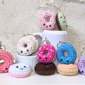 CROCHET PATTERN: Donut Keychain, Amigurumi Downloadable Beginner Crochet Pattern, PDF Download for Play Food image 3