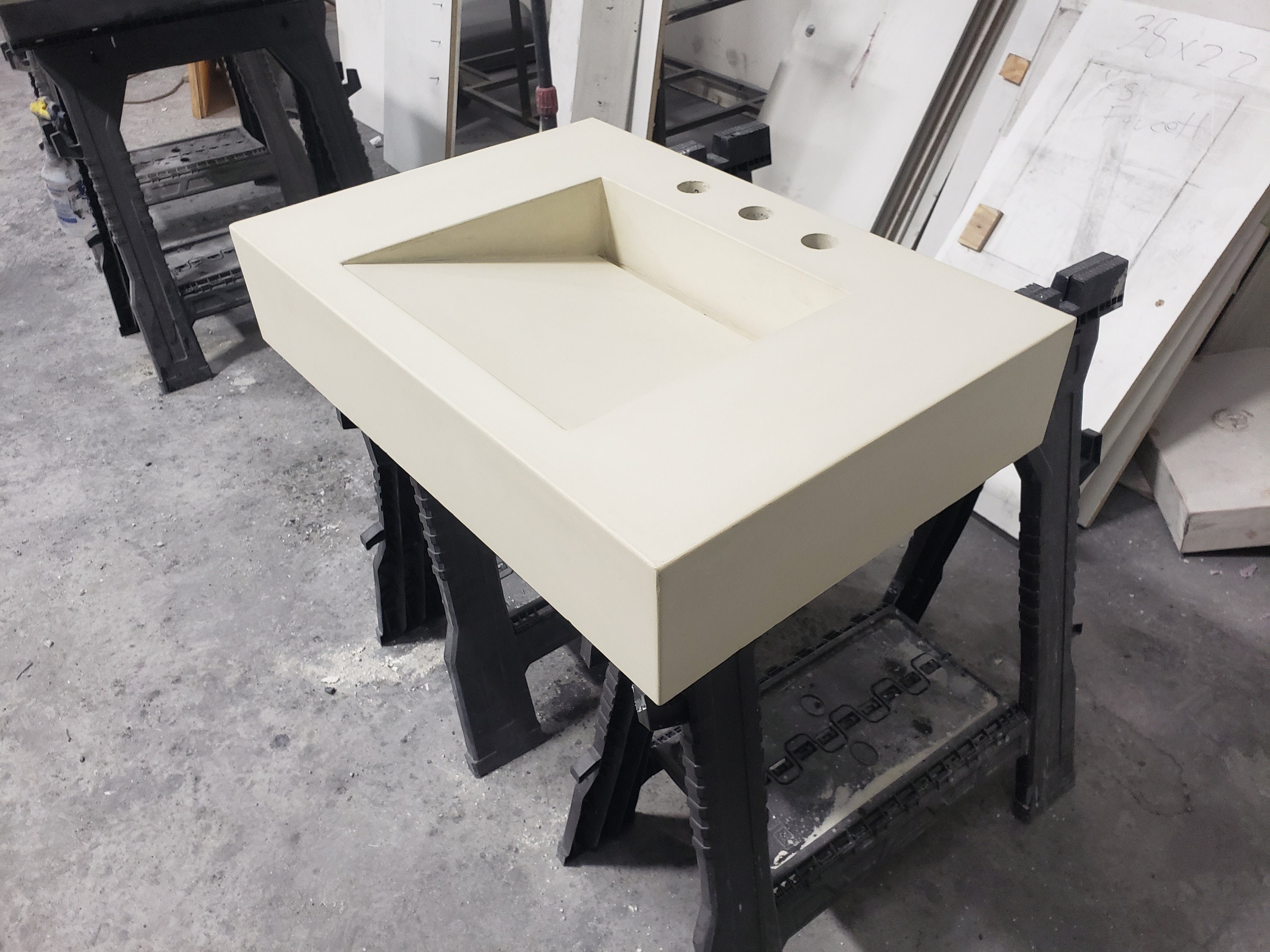 Concrete Ramp Sink with slot drain Bathroom vanity top and Etsy