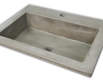 Concrete Vessel Sink - Drop-in Concrete Vanity Sink, Rectangle