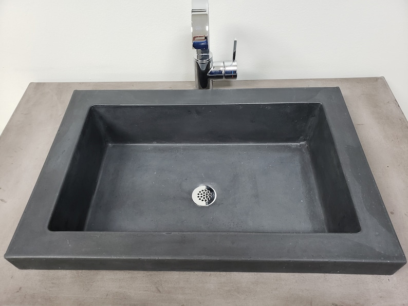Concrete Vessel Sink Vessel Sink Rectangular Sink Modern Bathroom Vanity