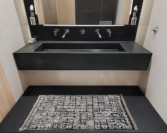 Concrete Trough Sink, Floating Double Vanity, Bathroom Vanity