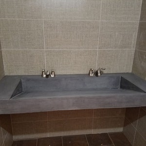 Ramp Style Trough Sink, Double Vanity, Bathroom Vanity, Commercial Vanity