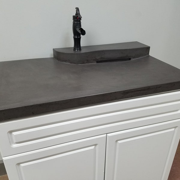 2 Tier Zero Depth Concrete Sink, Bathroom Vanity