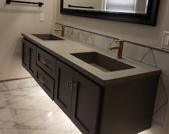 Double Vanity Top, Concrete Sink, Rectangle Sinks, Floating Vanity