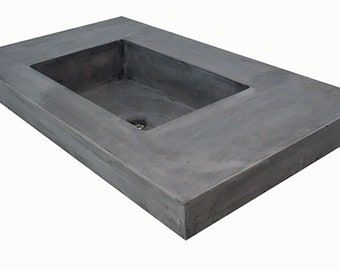 Rectangle Concrete Sink - Bathroom Vanity, Concrete Vanity, Bathroom Sink