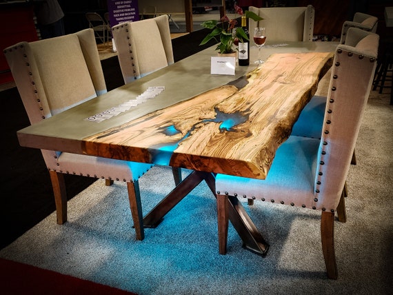 Concrete and Wood Table Dining Table Custom Table Etsy