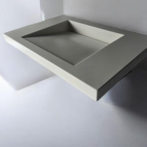Shallow concrete ramp sink top with slot drain, handmade custom vanity tops