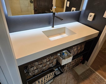 Rectangle Concrete Bathroom Vanity Sink – Modern Industrial - Single Basin