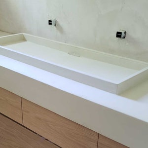 Shallow Trough Vessel Sink, Bathroom Vanities, Concrete Vanity, Double Sink