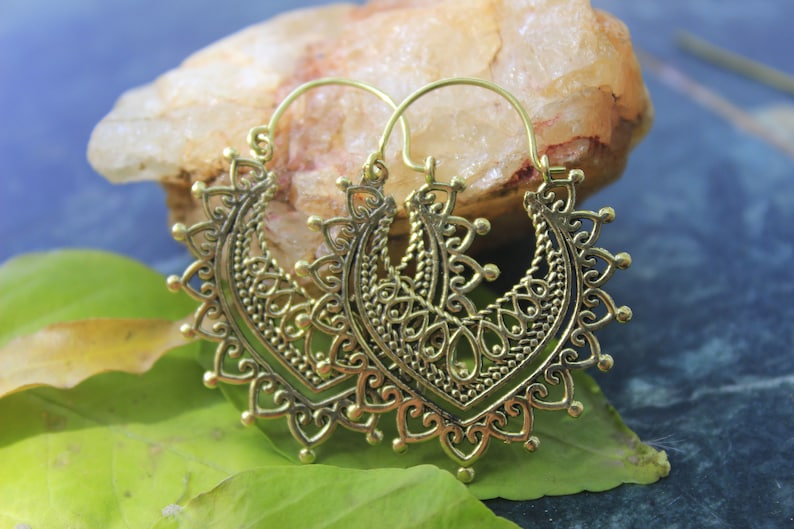 gold desert dorado hippie indian ethnic pendientes festival hechos a mano boho BRASS HOOP EARRINGS handmade laton