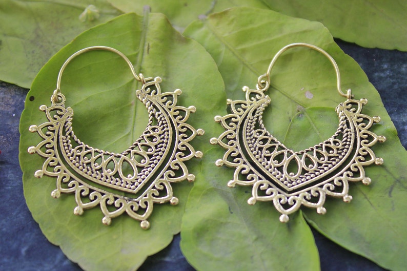 gold desert dorado hippie indian ethnic pendientes festival hechos a mano boho BRASS HOOP EARRINGS handmade laton