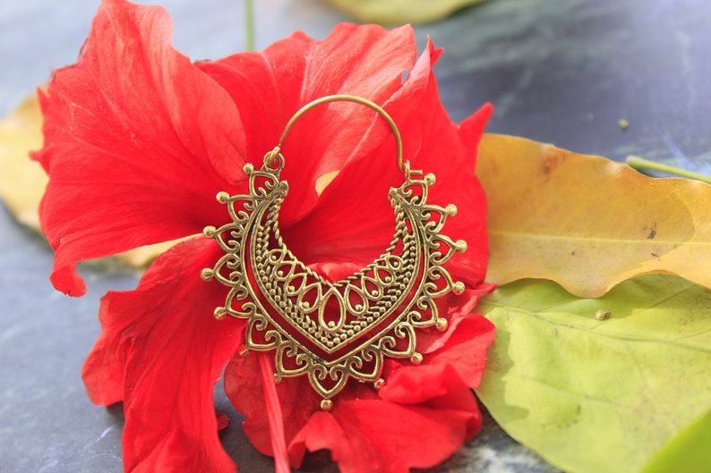 gold desert dorado hippie indian ethnic pendientes festival hechos a mano boho BRASS HOOP EARRINGS handmade laton