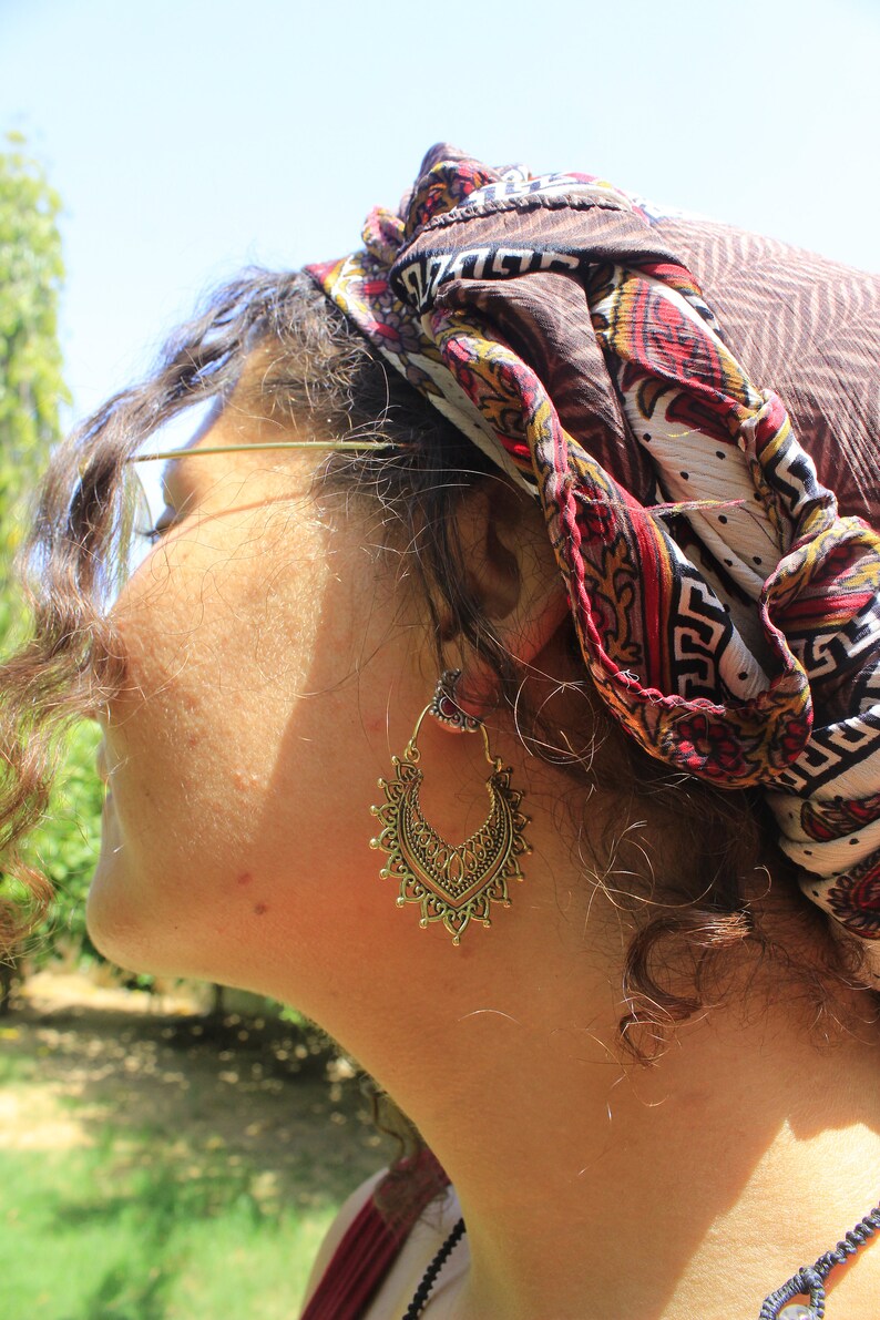 gold desert dorado hippie indian ethnic pendientes festival hechos a mano boho BRASS HOOP EARRINGS handmade laton