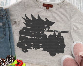 Distressed Christmas tree truck svg, Grunge truck, Firetruck design, Winter svg, Grunge font free, Merry Christmas, Christmas decal, Shirt