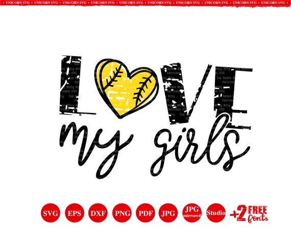 Love My Girls Baseball Softball Svg Files Distressed Grunge Etsy