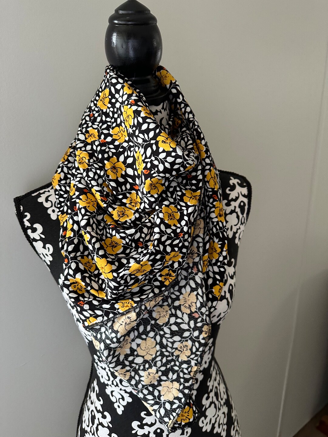 Mini Floral Black Base With Floral Design Wild Rag Fashion Scarf ...