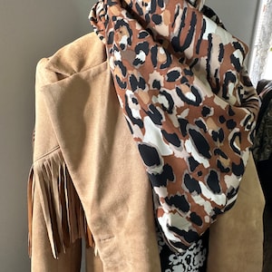Dark brown Cheetah   Pattern Wild Rag  scarf  Buckaroo Rag  Made By Wild Wind Rags
