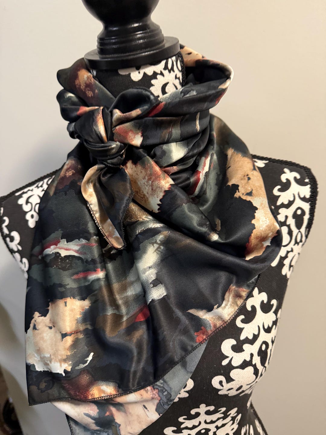 Black Base Marble Print Wild Rag Made by Wild Wind Rags Polyester ...