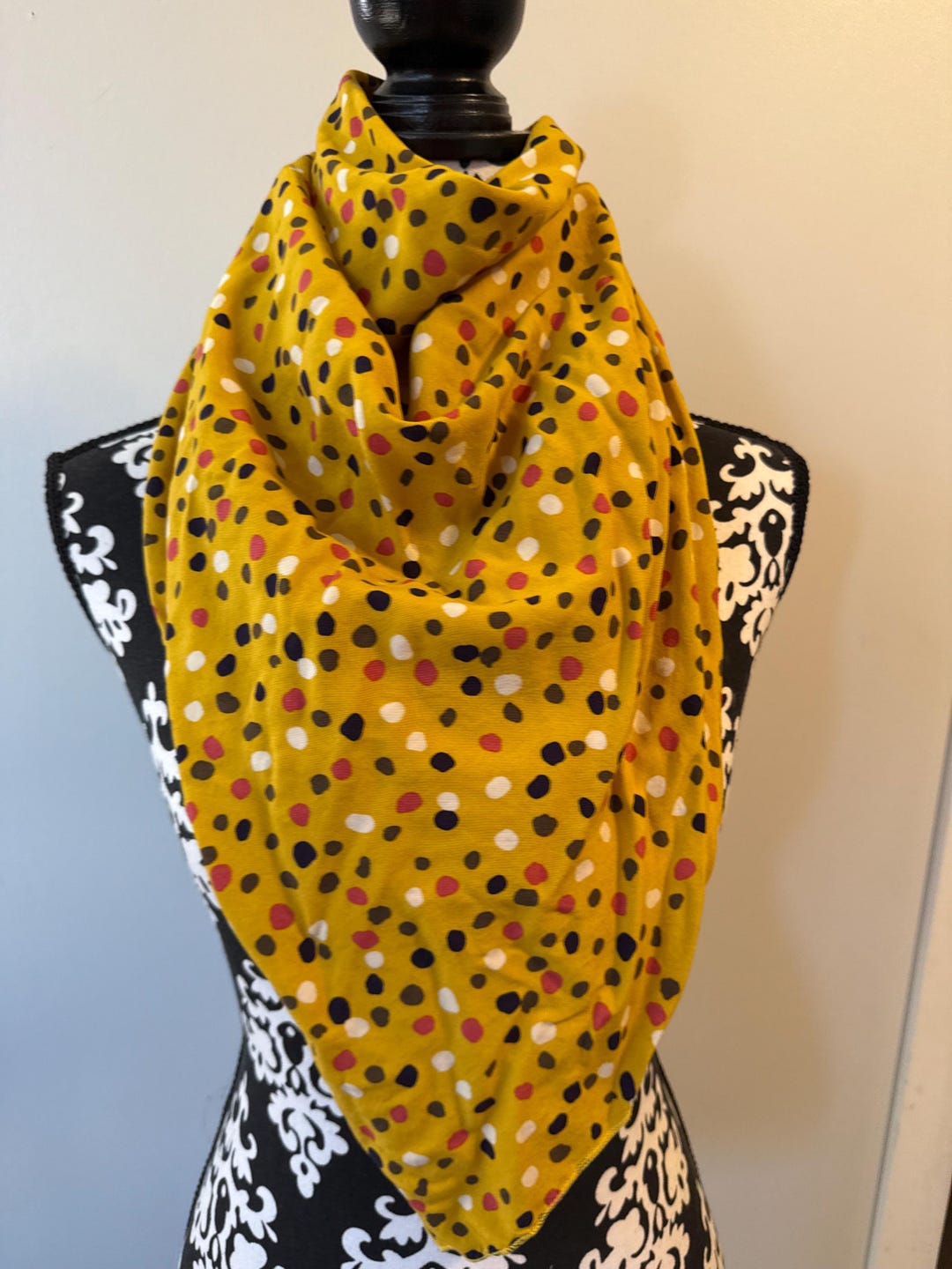 Mustard Yellow Polka Dot Wild Rag Satin Buckaroo Scarf Fashion Scarf ...