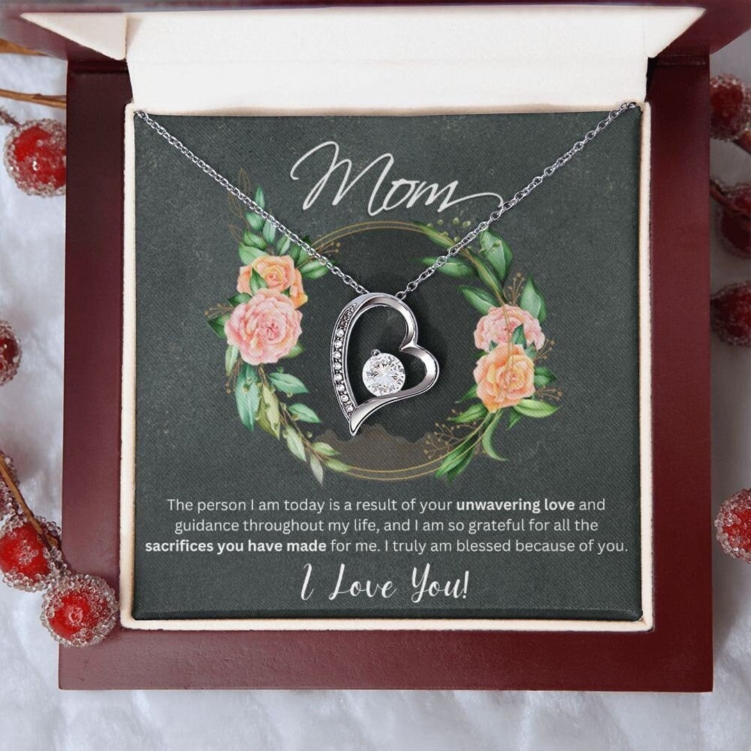 Mothers Day Gift From Daughter or Son, Mom Necklace Gift With Message ...