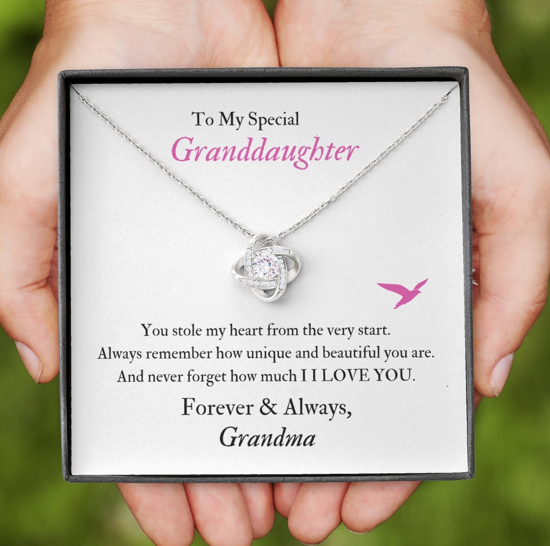 Granddaughter Necklace From Grandparents, Grandma Grandpa Hearts Penda |  Message card, Heart pendant jewelry, Grandmother birthday