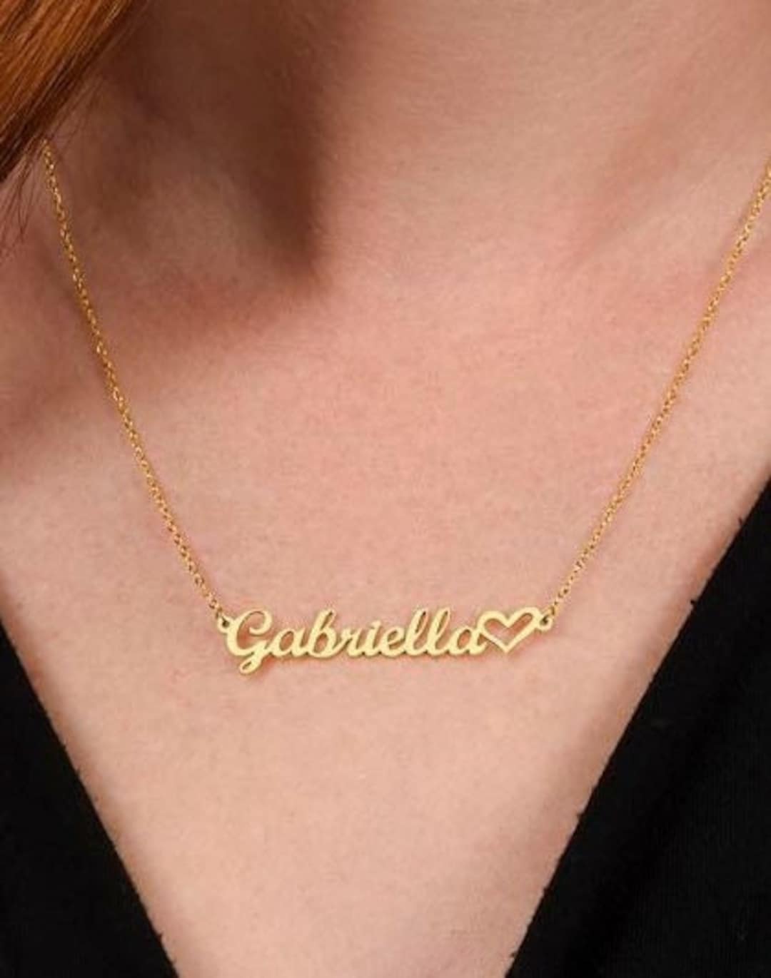 Gold Name Plate Necklace, 14k Gold Name Necklace, Engraved Necklace