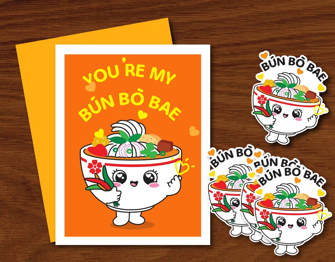 Bun Bo Hue Bun Bo Bae Card Pho Luv - Etsy