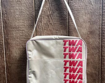 Vintage TWA Airlines Flight Carry On Getaway Vacations Tote Bag