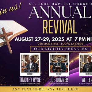 Revival Church Flyer Template, Revival Services, Church Homecoming