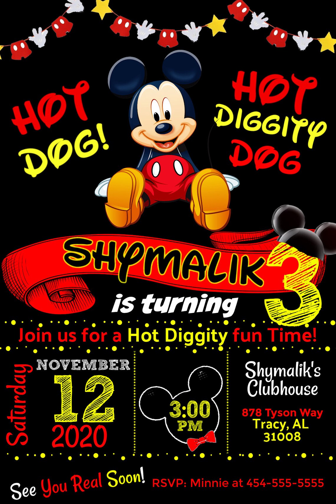 Mickey Mouse Hot Diggity Dog Invite - Etsy