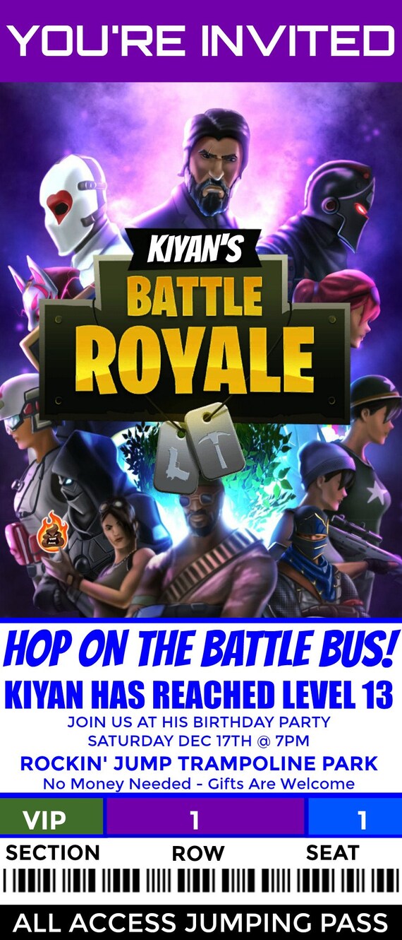 Fortnite Birthday Invitation Fortnite Party Fortnite Invite Etsy - image 0