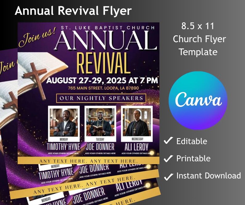 Revival Flyer.pdf Editable Church Revival Flyer Template (digital) - Etsy