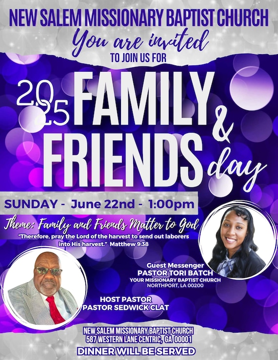 Family and Friends Day Church Flyer, Digital Printable Evite
